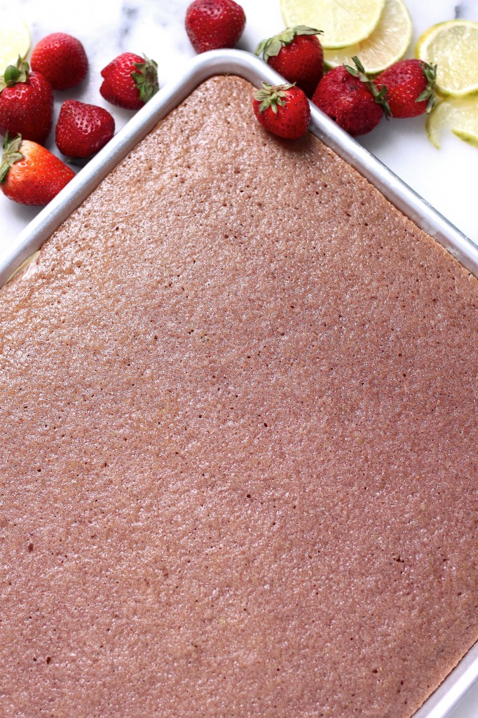 Sheet Cake with Strawberry Frosting