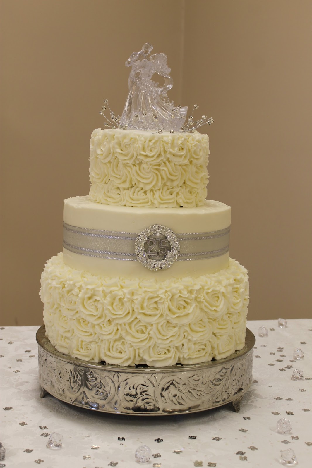 Silver Wedding Anniversary Cake