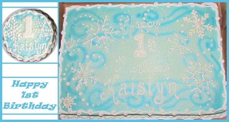 Snowflake Winter Birthday Sheet Cakes