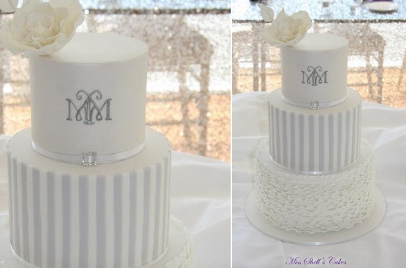 7 Monogram Stripes Cakes Photo Wedding Cake With Stripes