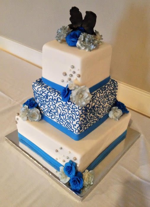 Wedding Cakes with Blue and Silver