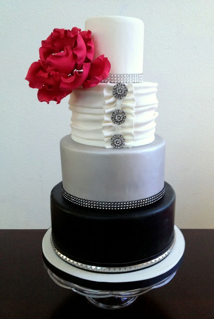 White and Silver Wedding Cake Bling