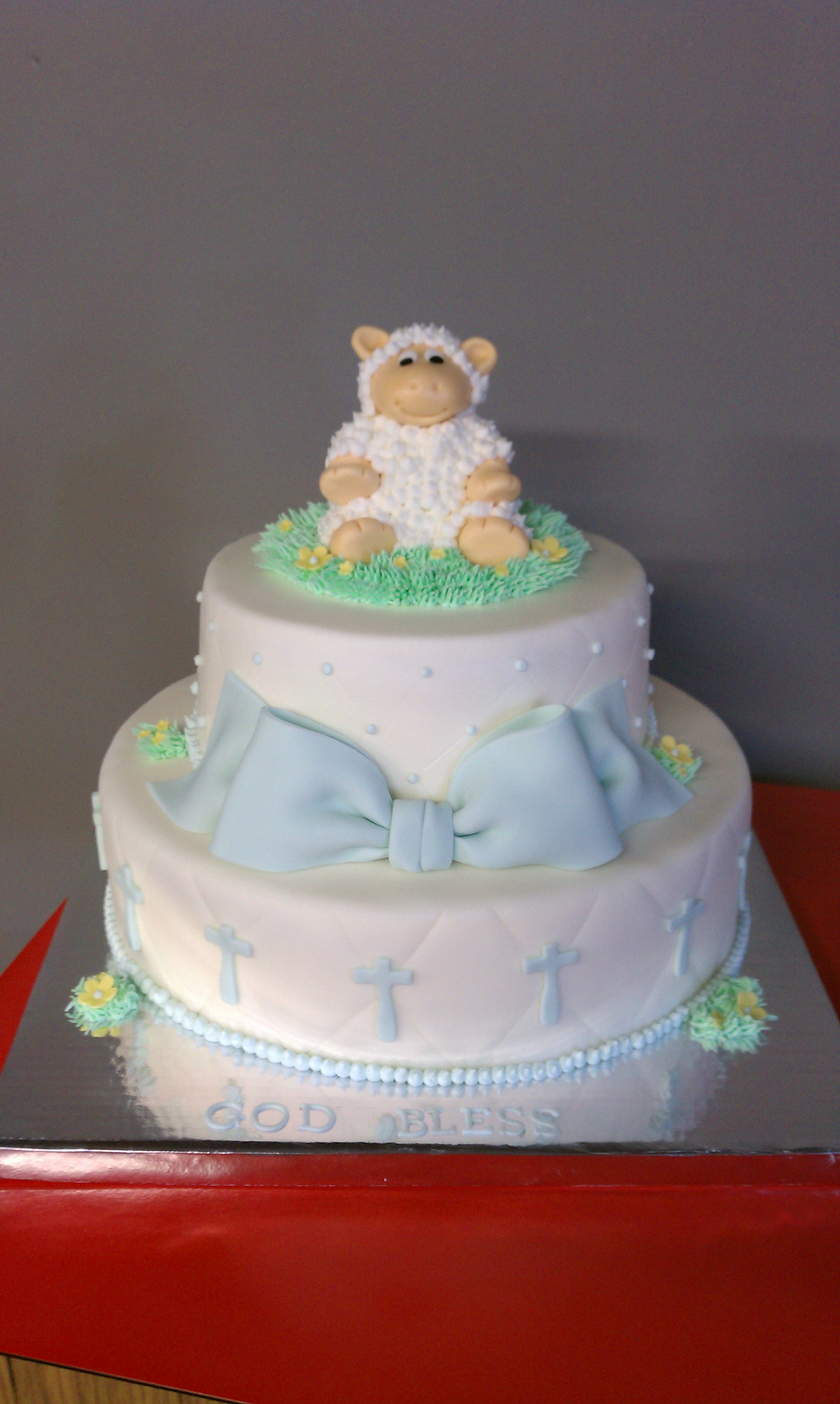 Baby Lamb Baptism Cake