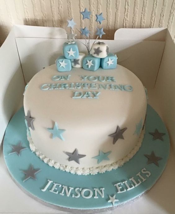 Baptism Boys Christening Cake