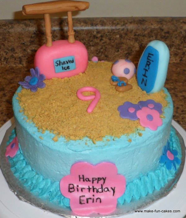 Beach Themed Birthday Cake