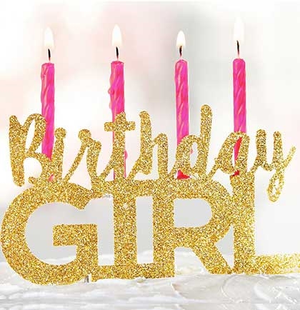 Birthday Girl Glitter Gold Cake Topper