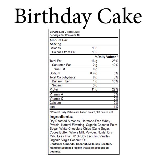 Birthday Nutrition Facts Label