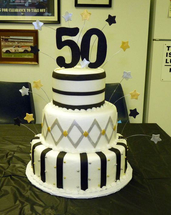 Black and Gold 50th Birthday Cake