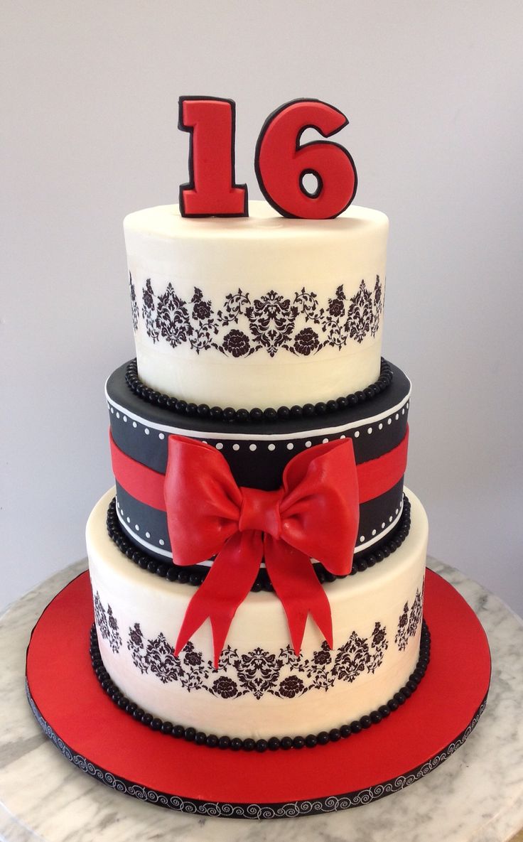 Black and White Sweet 16 Cake