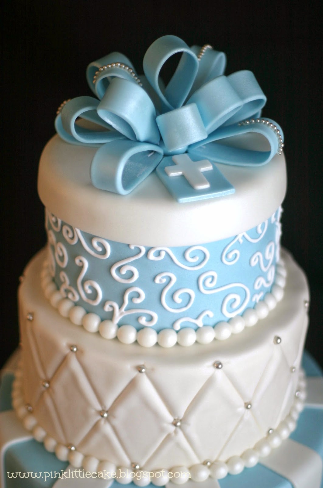 Blue and White Baptism Cake