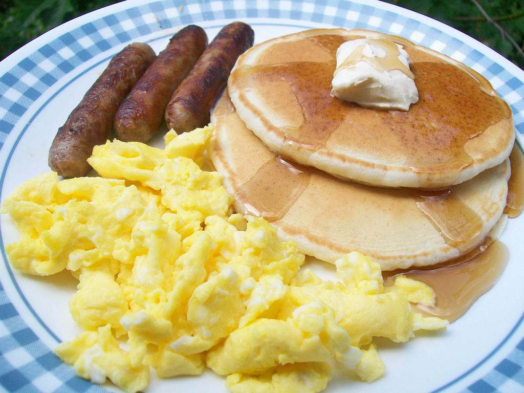 Breakfast Pancake Sausage Scrambled Eggs