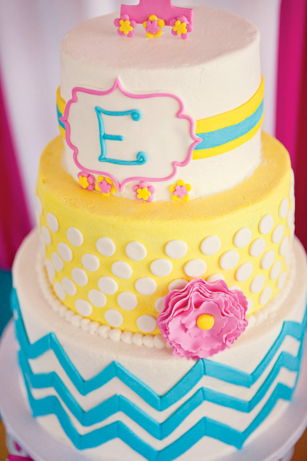 Chevron and Polka Dot Birthday Cake