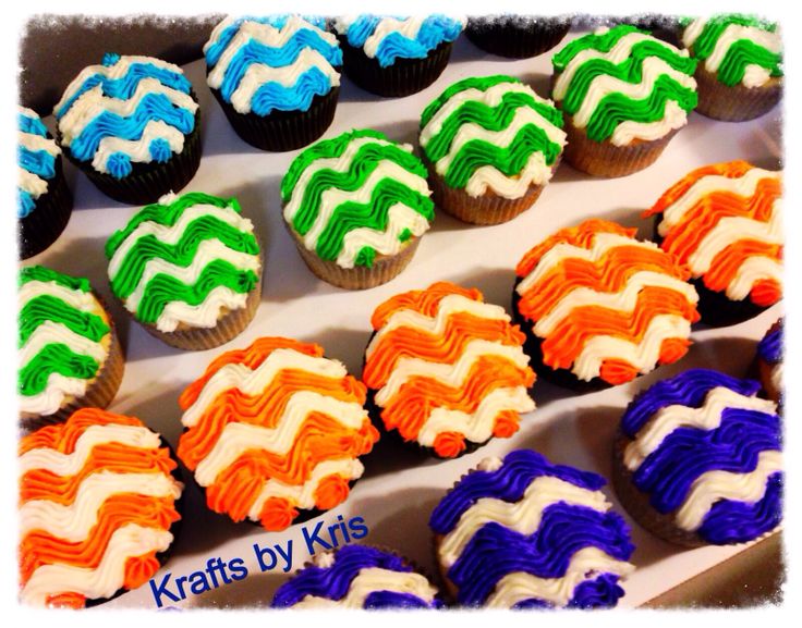 7 Photos of Chevron Birthday Cupcakes