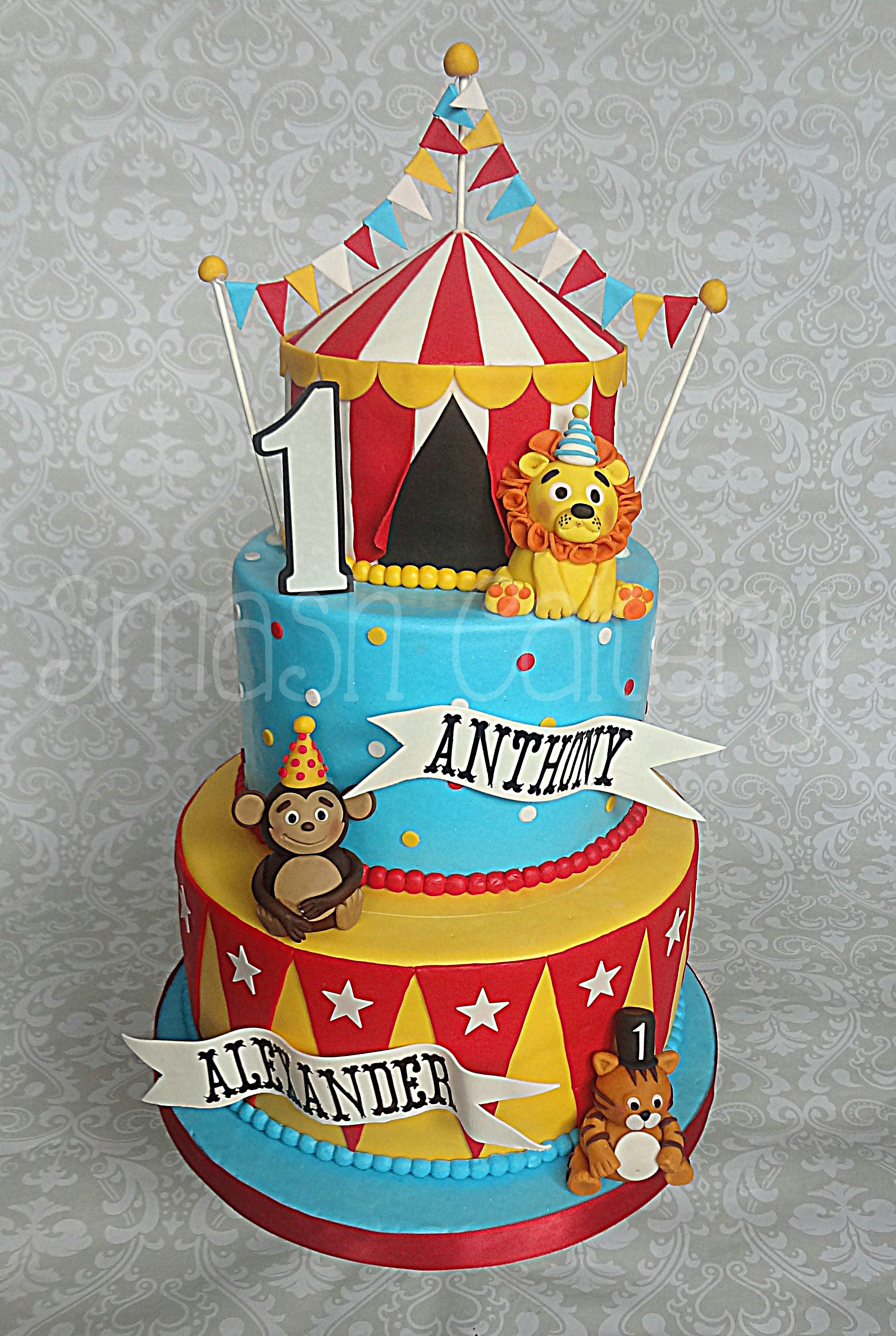 Circus First Birthday Cake