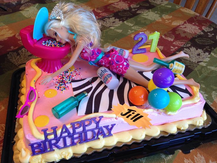 Drunk Barbie 21st Birthday Cake Idea