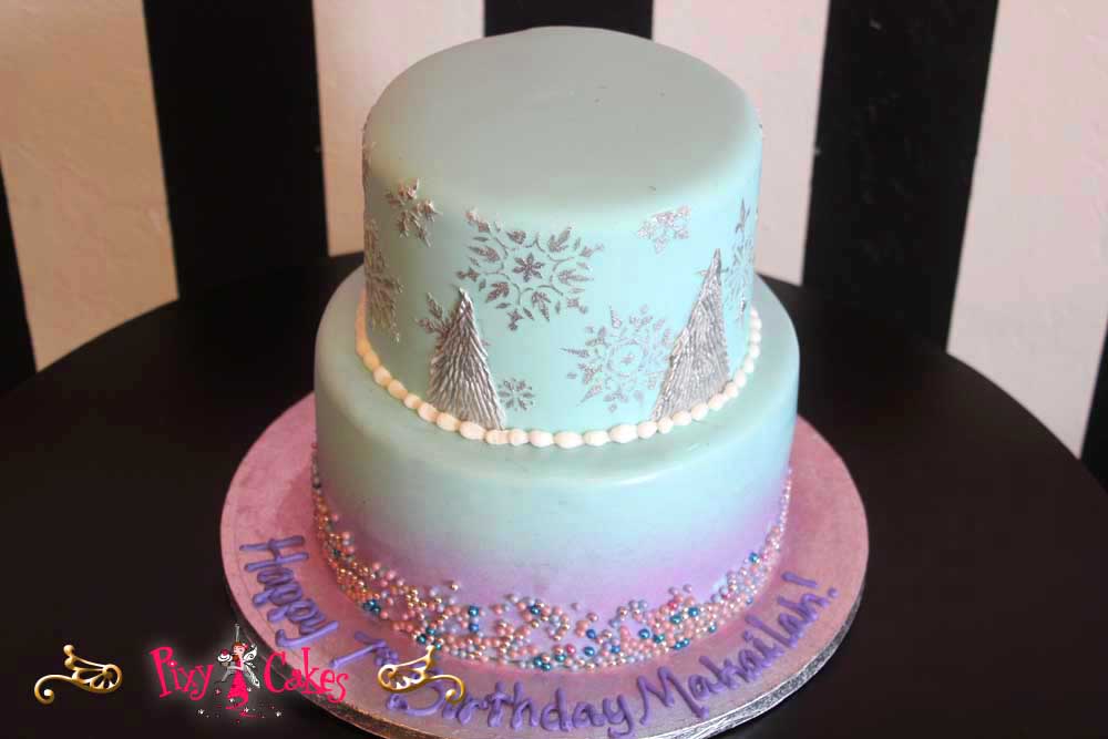 Frozen Blue and Purple Birthday Cakes