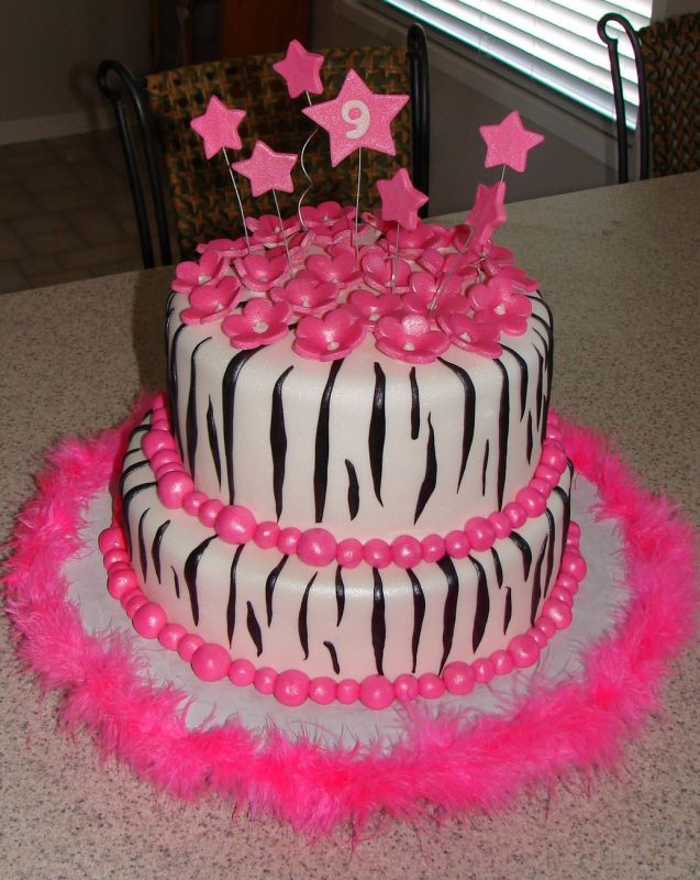 Girls Zebra Birthday Cake