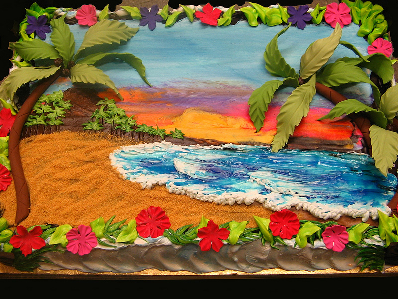 Happy Birthday Beach Cake