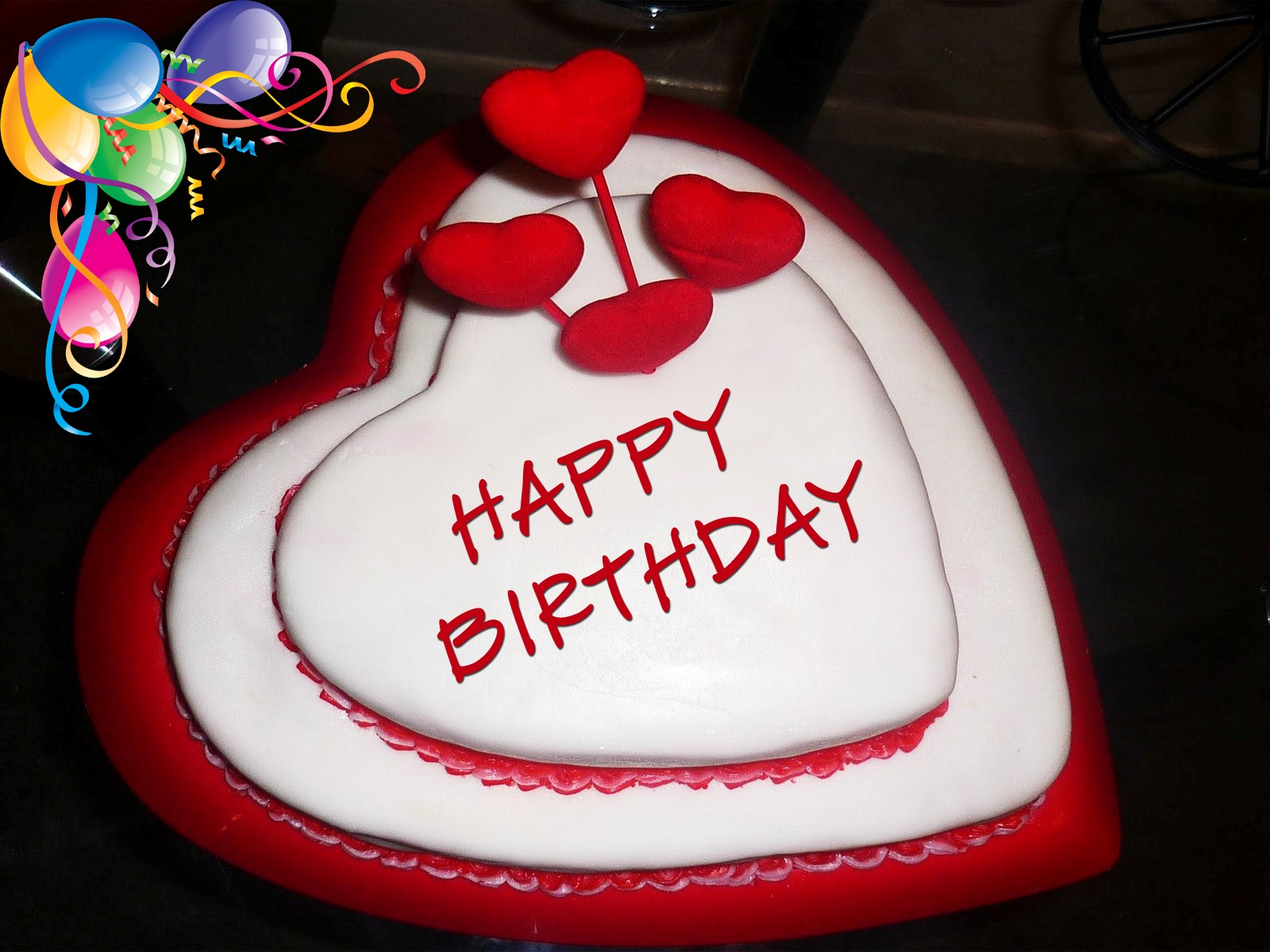 Happy Birthday Cake Heart Shape