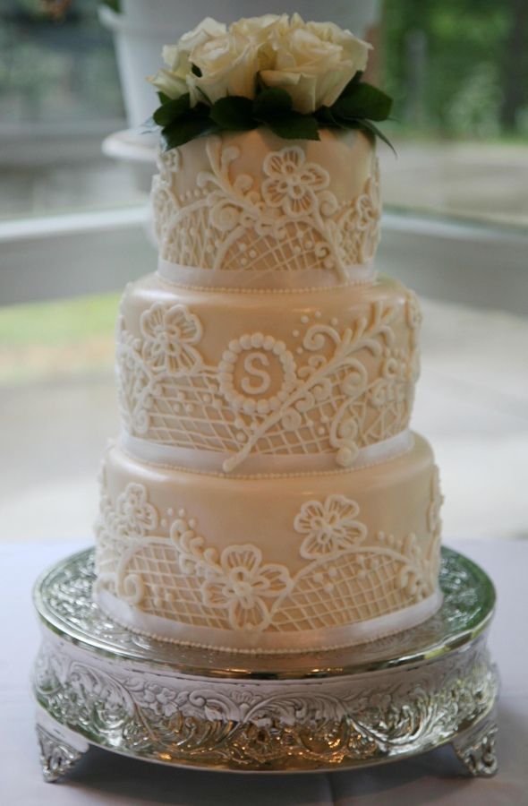 Lace Buttercream Wedding Cake