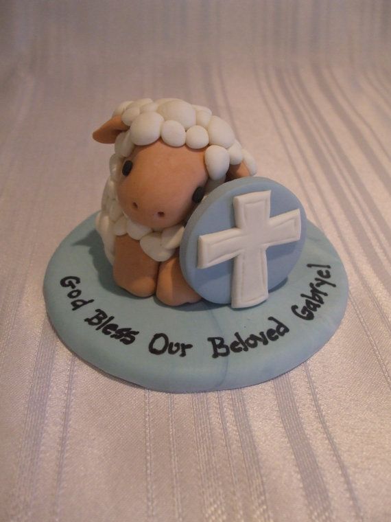 Lamb Baptism Cake Topper