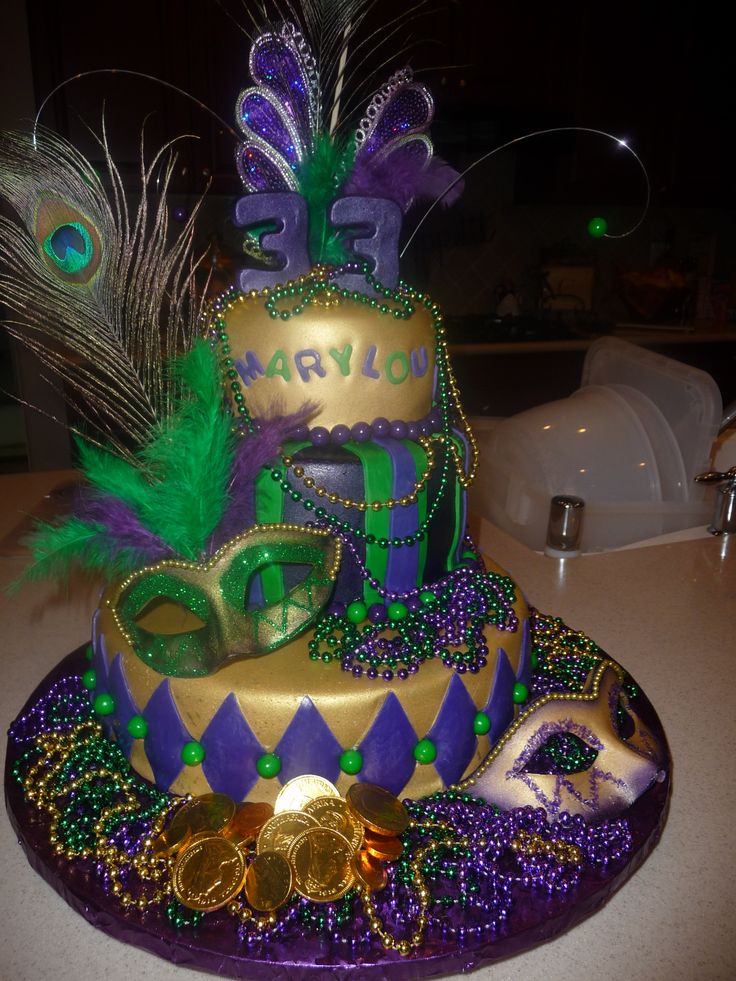 Mardi Gras Birthday Cake