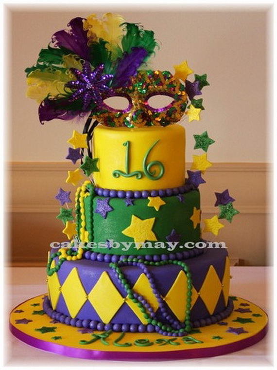 Mardi Gras Birthday Cake