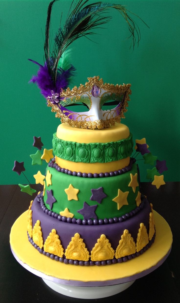 Mardi Gras Birthday Party Cake