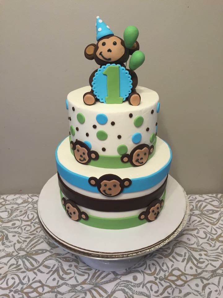 Monkey First Birthday Cake