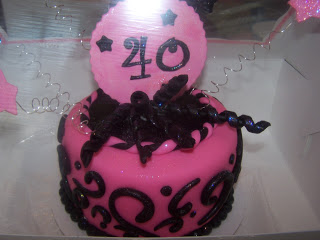 Pink and Black 40th Birthday Cake