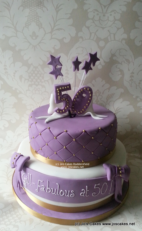 Purple and Gold 50th Birthday Cake