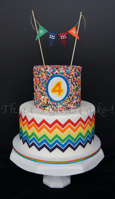 Rainbow Chevron Birthday Cake