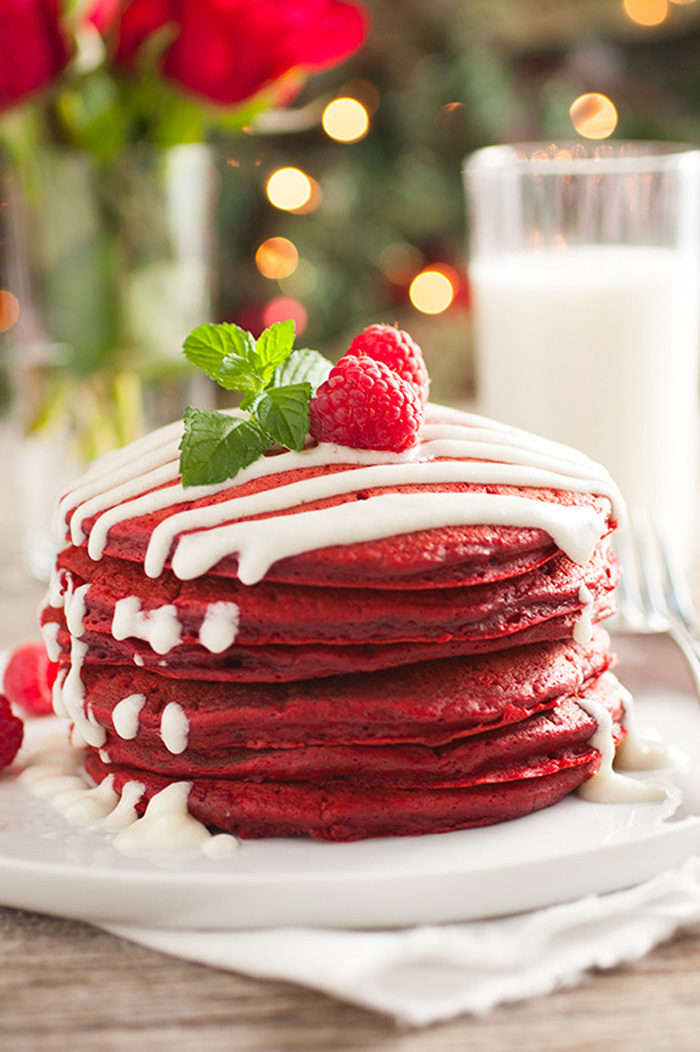 Red Velvet Pancakes with Cream Cheese