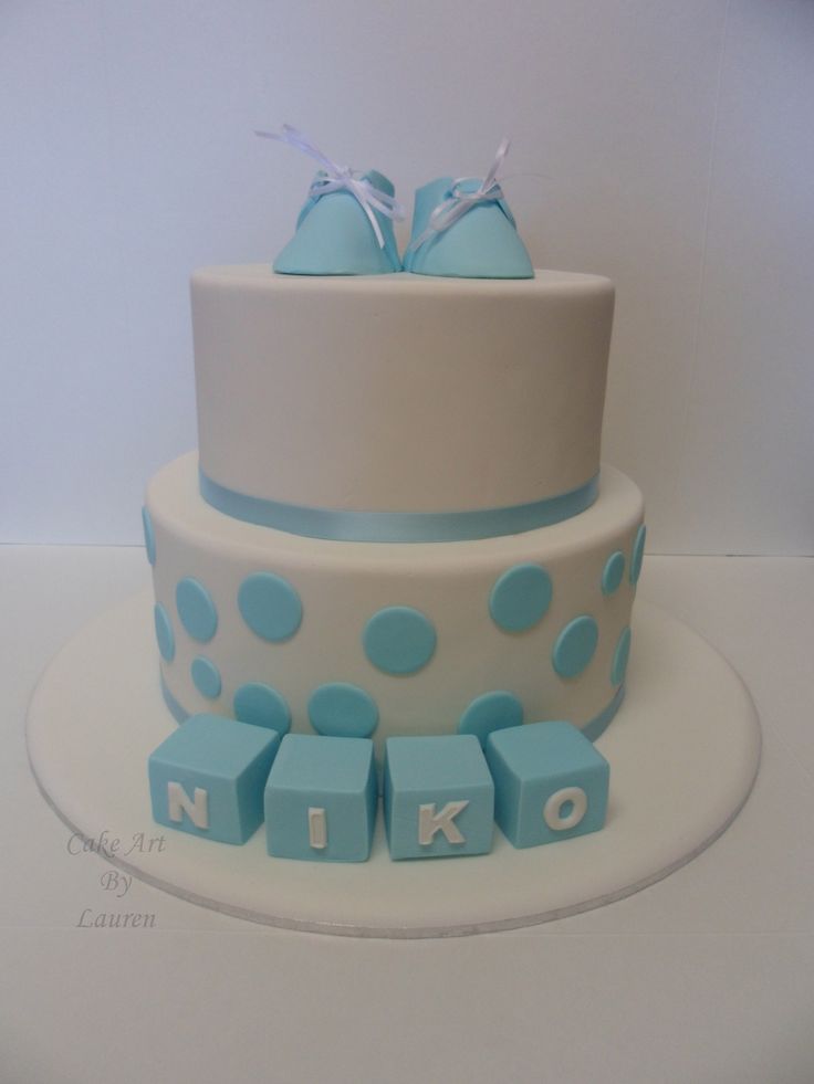 Simple Baptism Cake Boy