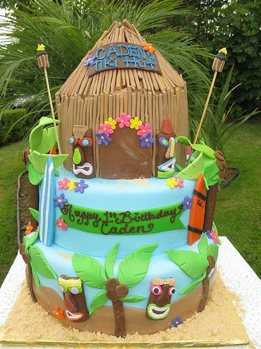 Tiki Luau Birthday Cake