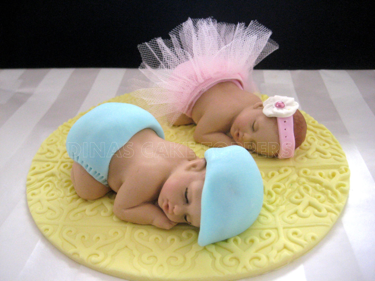 Twin Boys Baby Shower Cake Topper