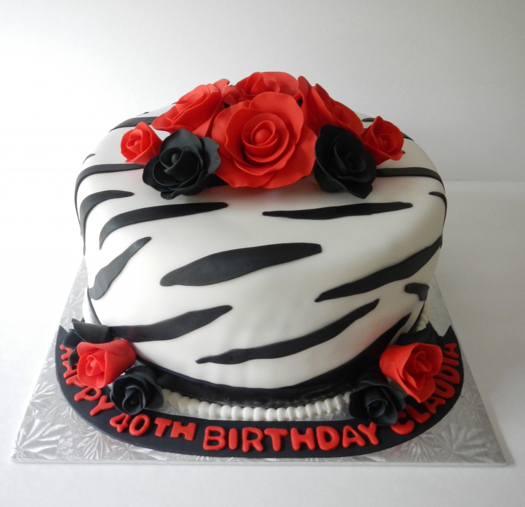 Zebra Print Roses Cake