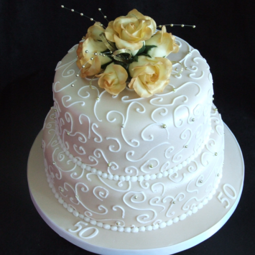 2 Tier 50th Wedding Anniversary Cakes