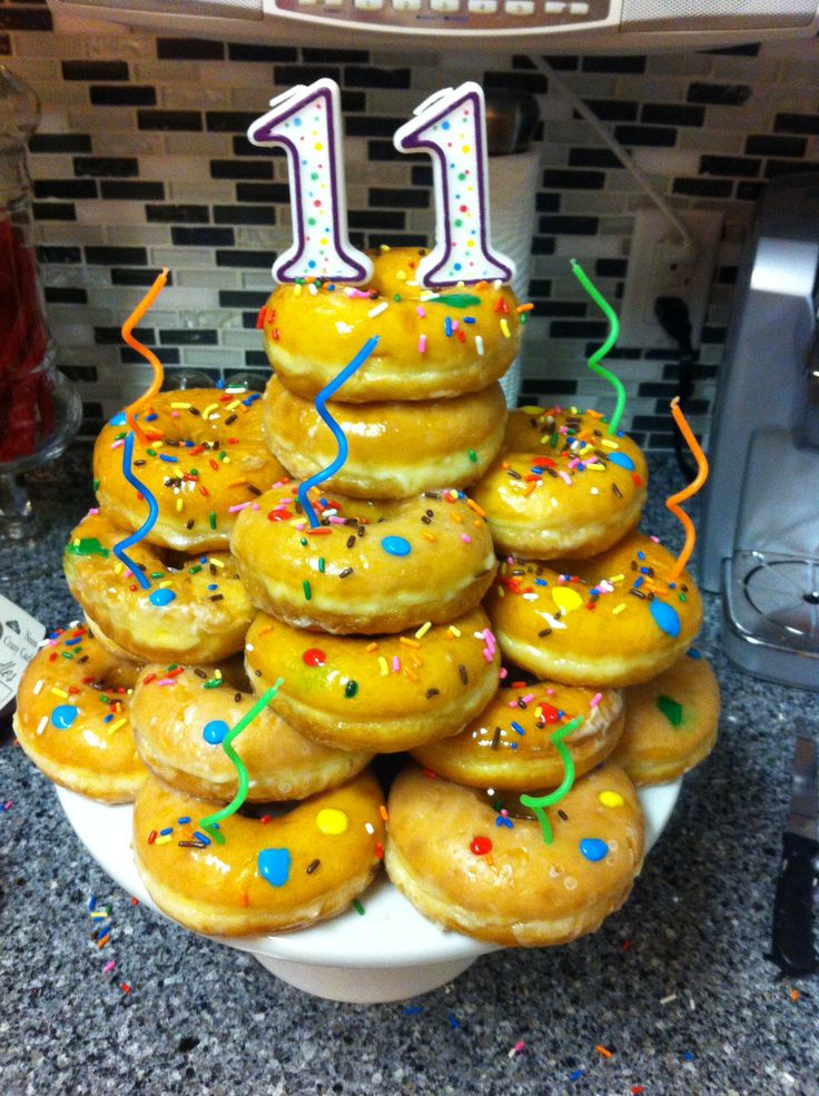 Birthday Cake Made with Donuts