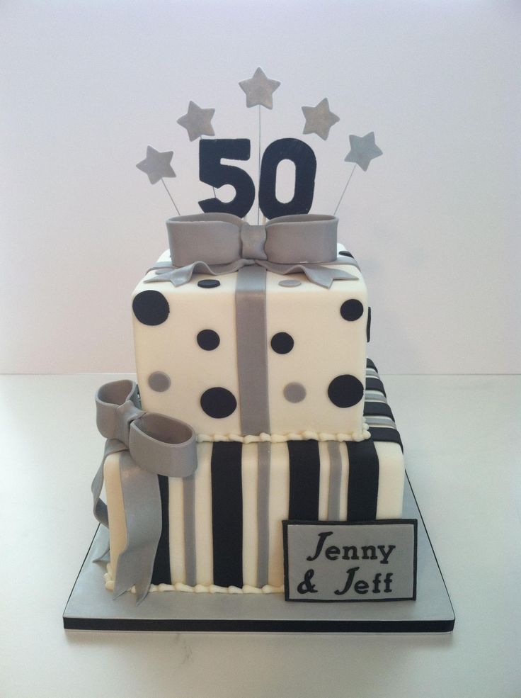 Black and Silver 50th Birthday Cake