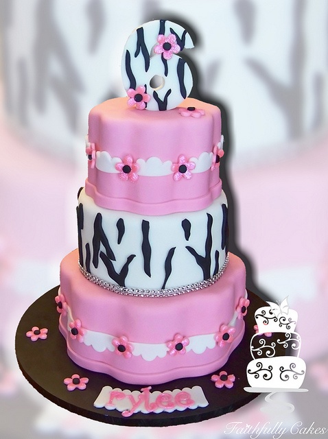 Bling Zebra Print Birthday Cakes