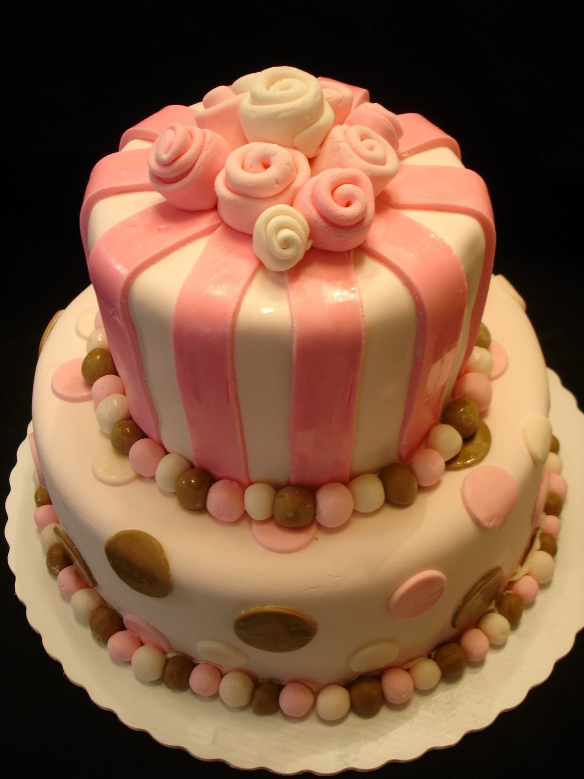 Brown and Pink Birthday Cake