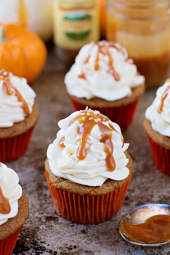 Caramel Pumpkin Cupcakes with Cream Cheese Frosting