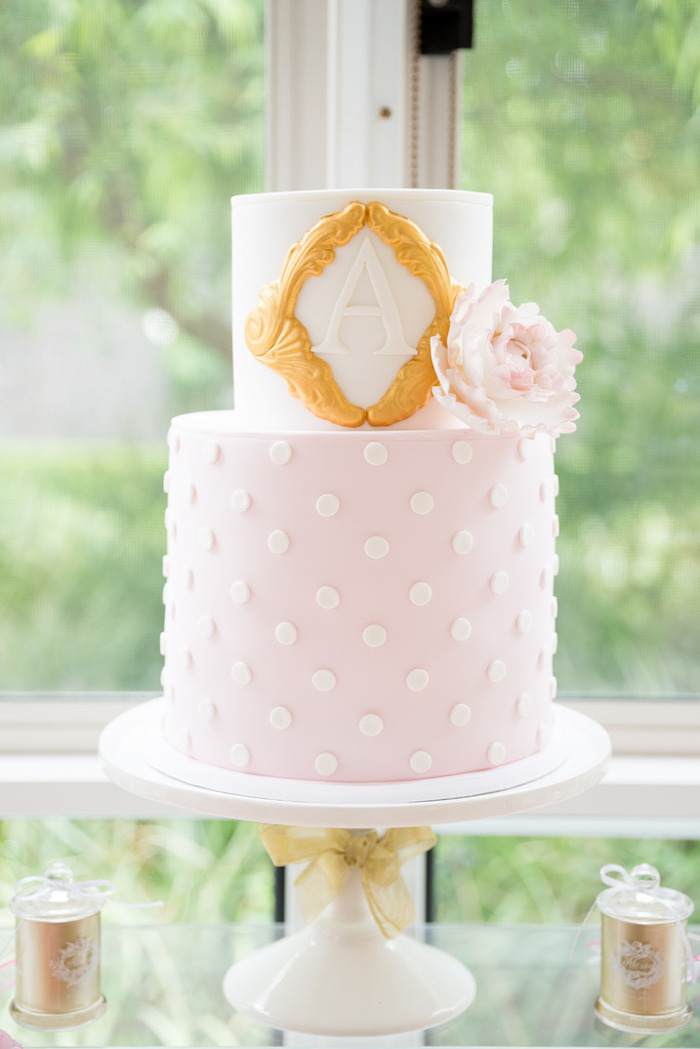 Gold and Pink Baptism Centerpieces Ideas