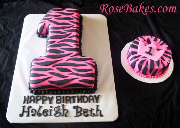 Hot Pink Zebra 1st Birthday Cake