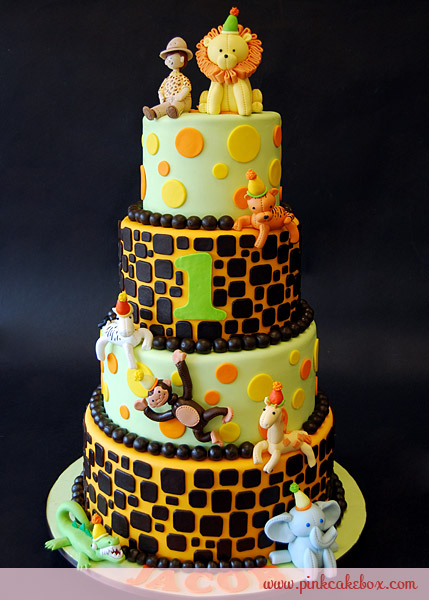 Jungle Theme 1st Birthday Party Cake