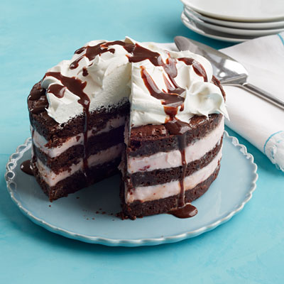 Neapolitan Ice Cream Brownie Cake