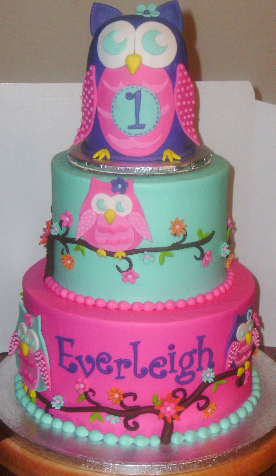 Owl 1st Birthday Cake