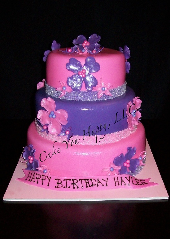 Pink and Purple Birthday Cake