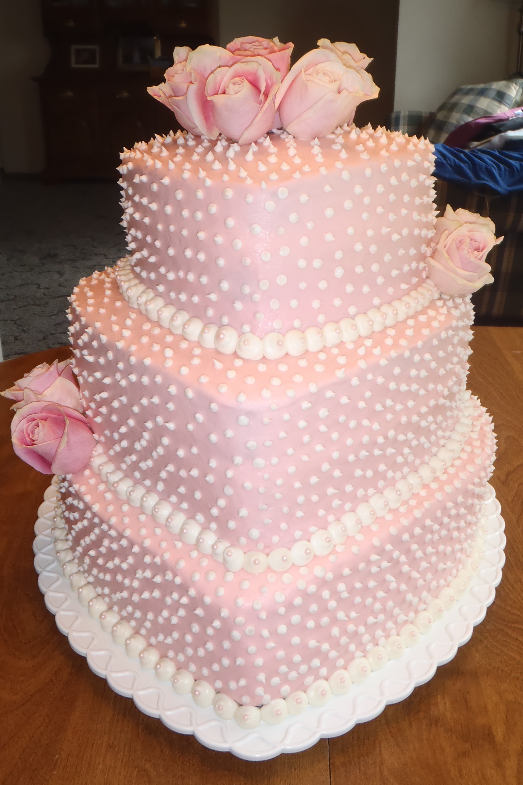 Pink Heart Shaped Wedding Cake